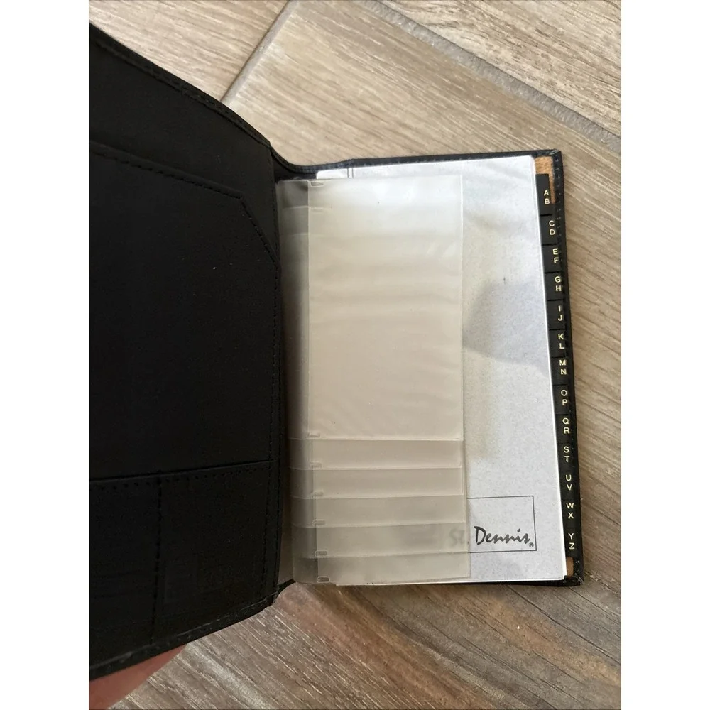 New Vnt St. Dennis Black Leather Address Book & 2 Inner Pockets Notepad 4